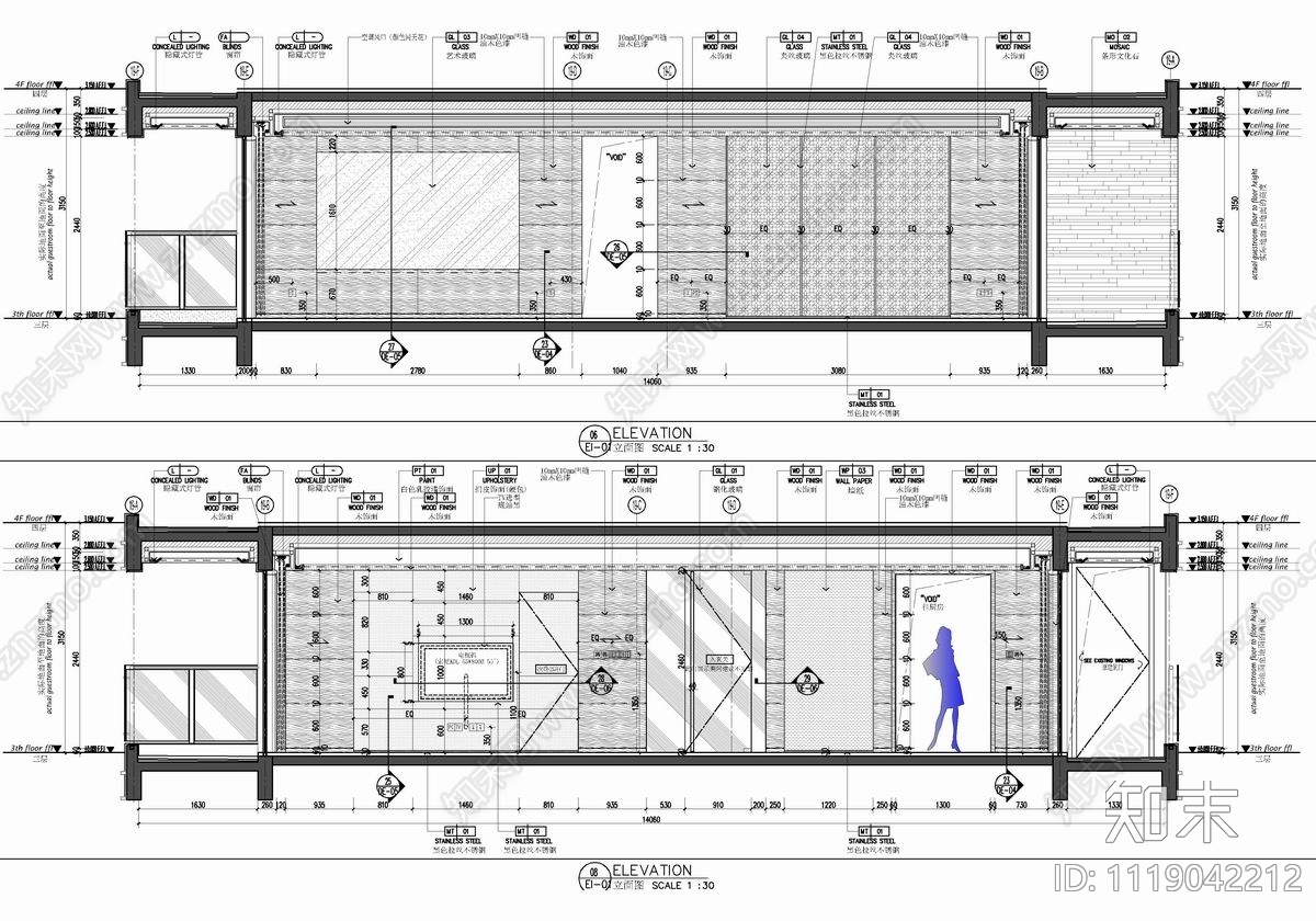 150㎡大平层平立面CAD施工图cad施工图下载【ID:1119042212】