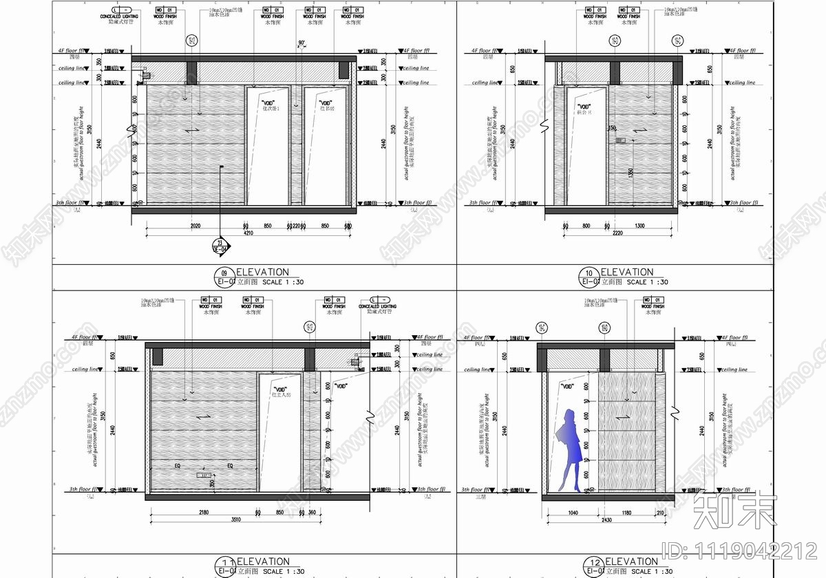 150㎡大平层平立面CAD施工图cad施工图下载【ID:1119042212】