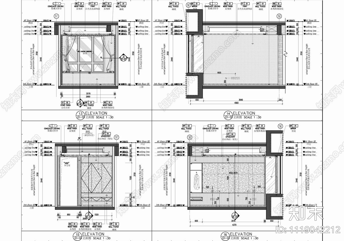 150㎡大平层平立面CAD施工图cad施工图下载【ID:1119042212】