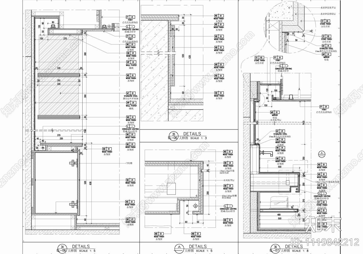 150㎡大平层平立面CAD施工图cad施工图下载【ID:1119042212】