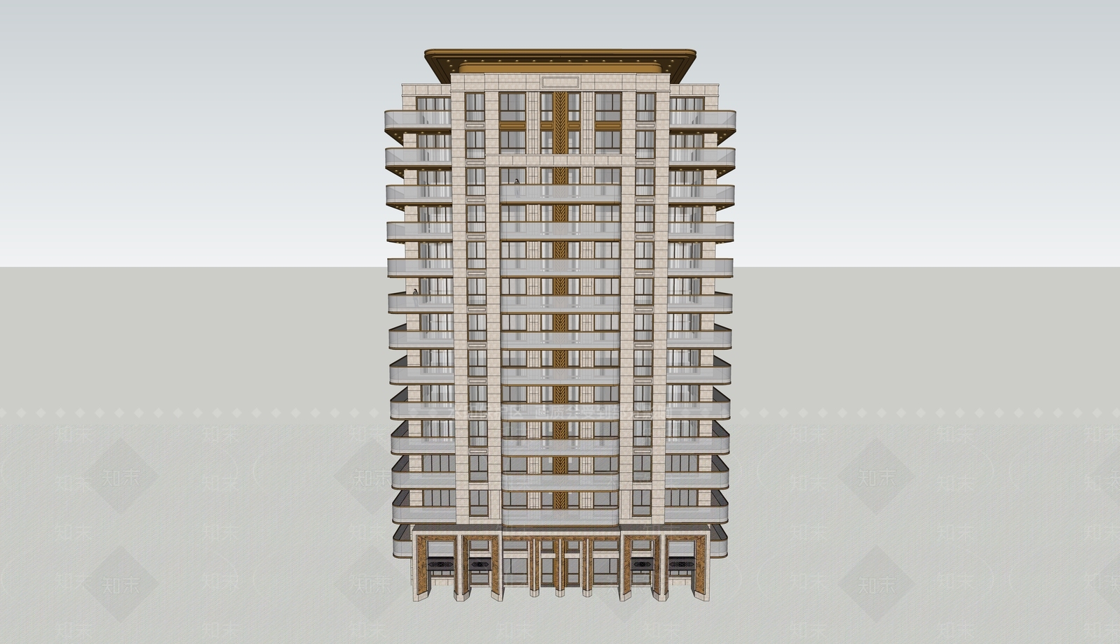 现代高层住宅SU模型下载【ID:1119046908】
