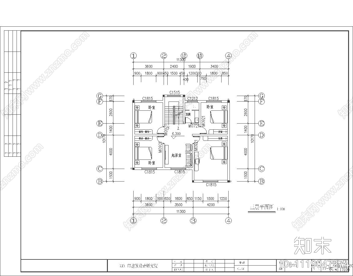 自建小洋房别墅设计施工图施工图下载【ID:1119047274】