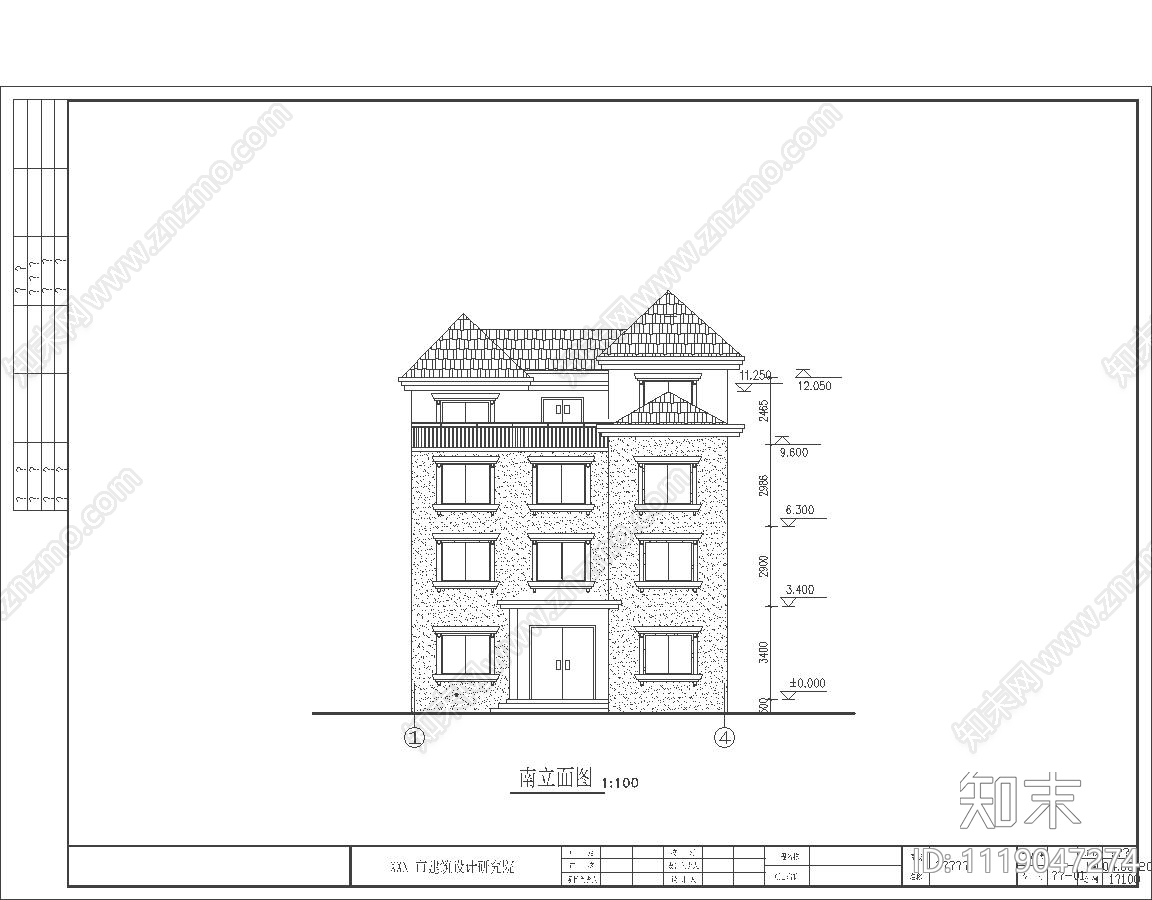 自建小洋房别墅设计施工图施工图下载【ID:1119047274】