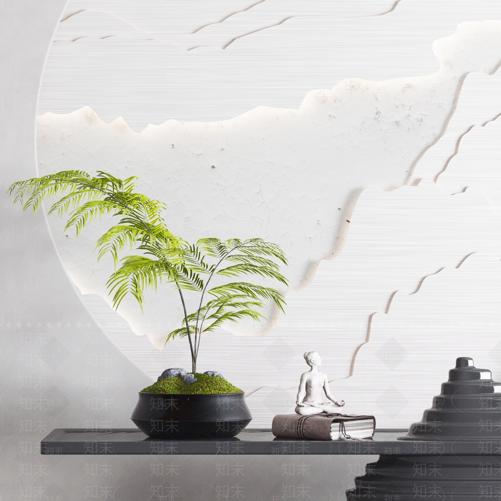 新中式盆栽3D模型下载【ID:1119048046】
