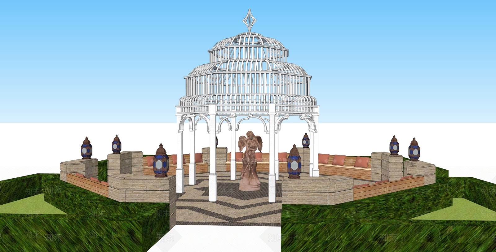 法式亭子SU模型下载【ID:1119048311】