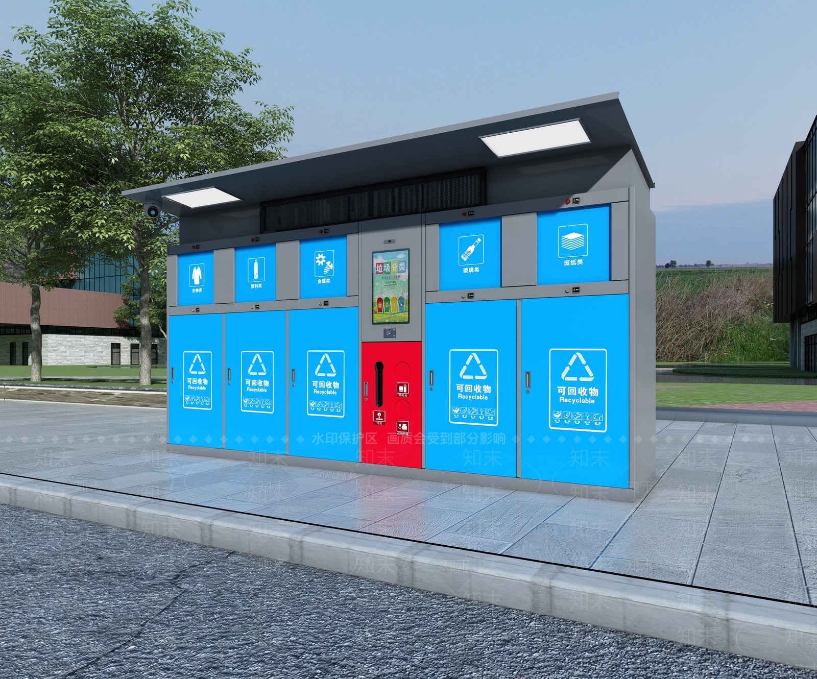 室外垃圾箱3D模型下载【ID:1119054081】