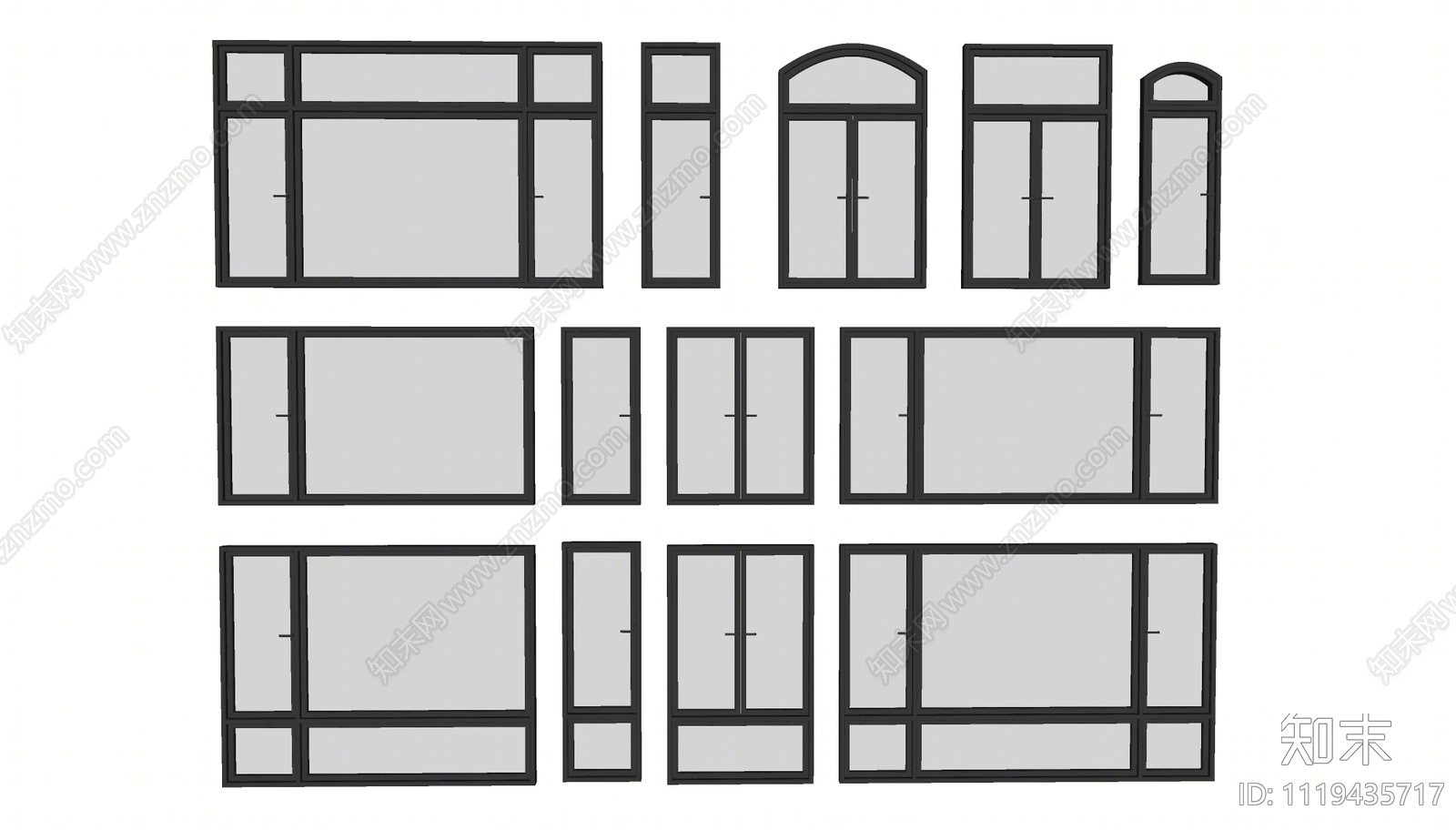 现代窗户SU模型下载【ID:1119435717】