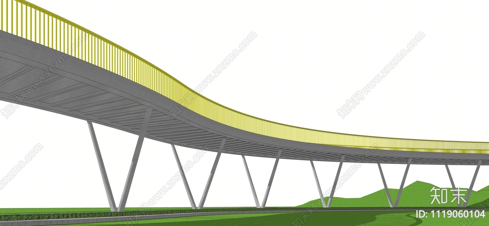 现代景观桥SU模型下载【ID:1119060104】