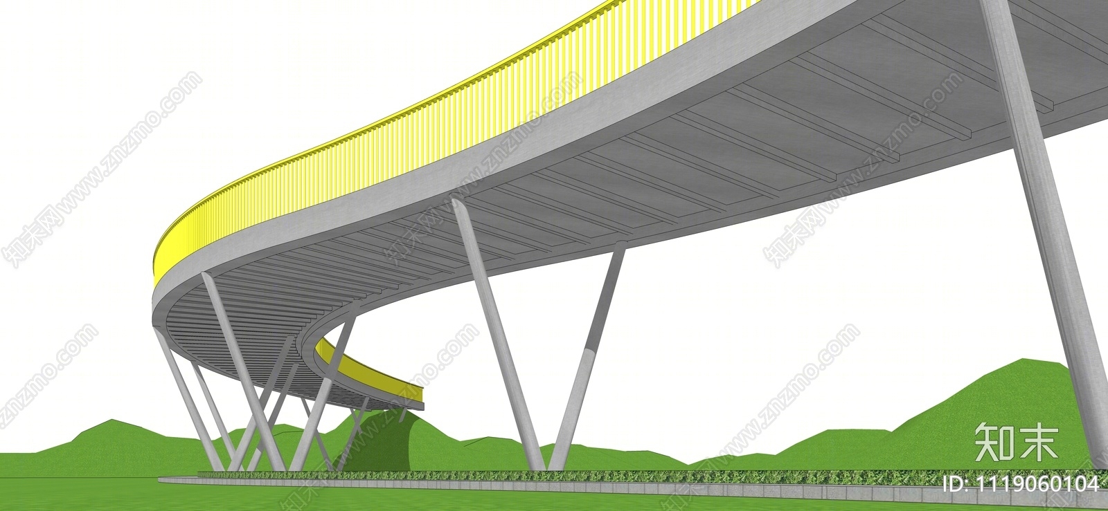 现代景观桥SU模型下载【ID:1119060104】