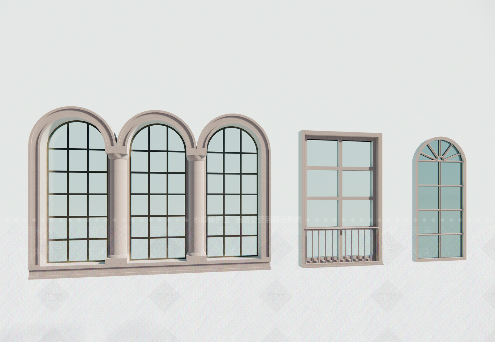 欧式落地窗SU模型下载【ID:1119060141】