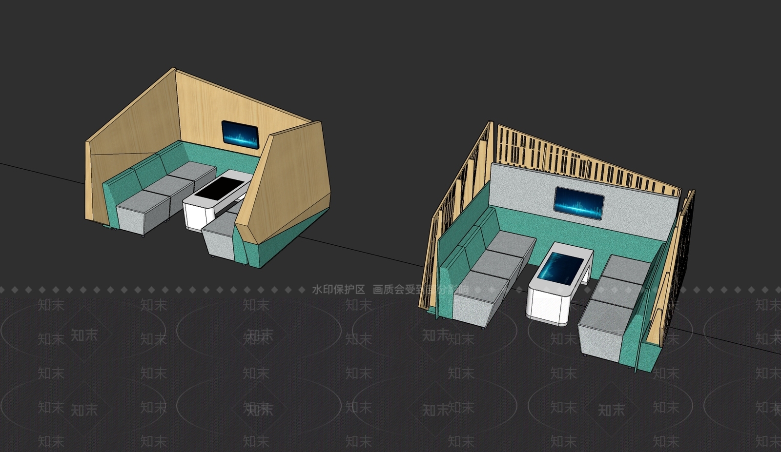 现代卡座沙发SU模型下载【ID:1119068220】