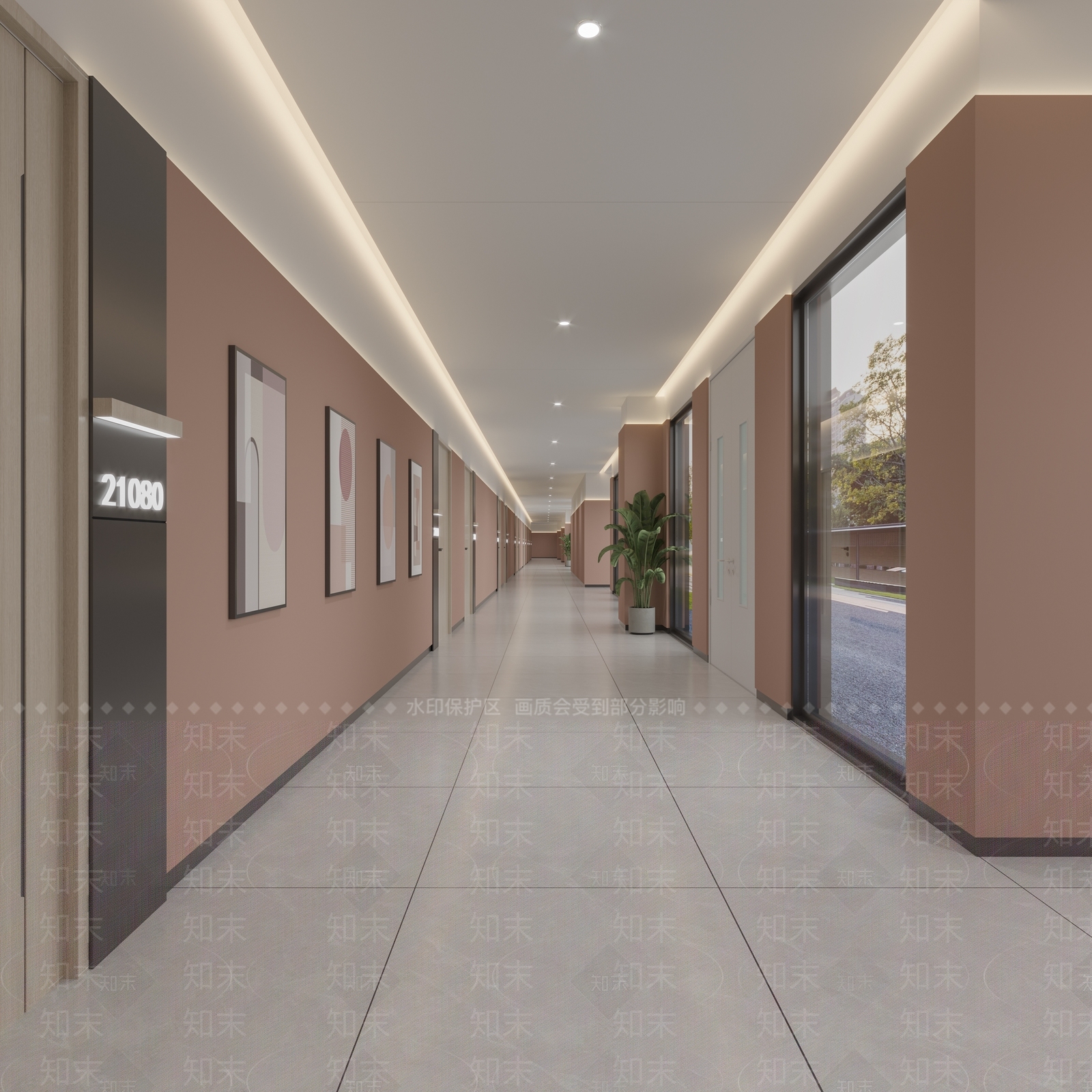 现代月子中心走廊3D模型下载【ID:1119070171】
