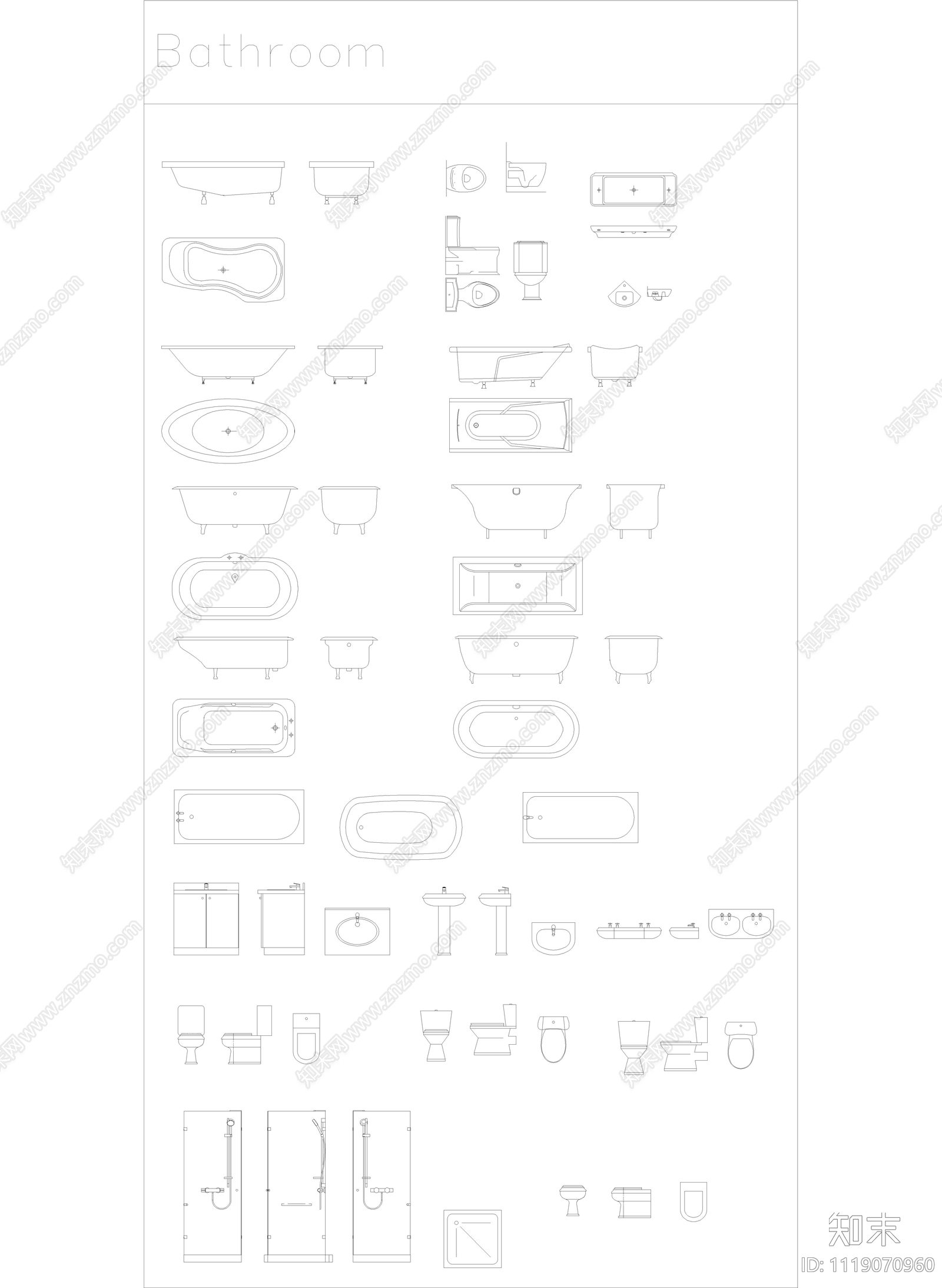 日式风格室内平面图块图库施工图下载【ID:1119070960】