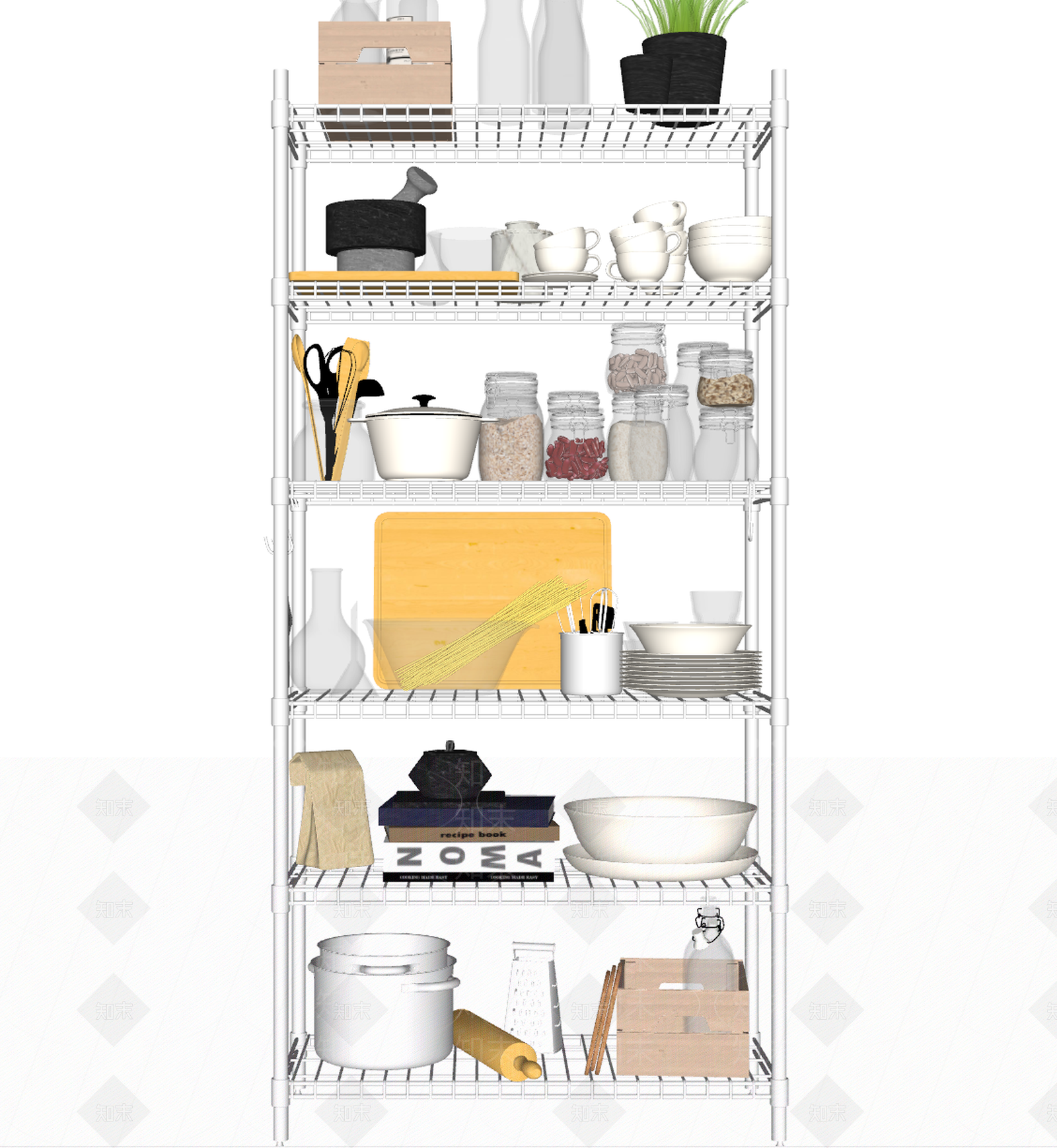 厨房用品组合SU模型下载【ID:1119074163】