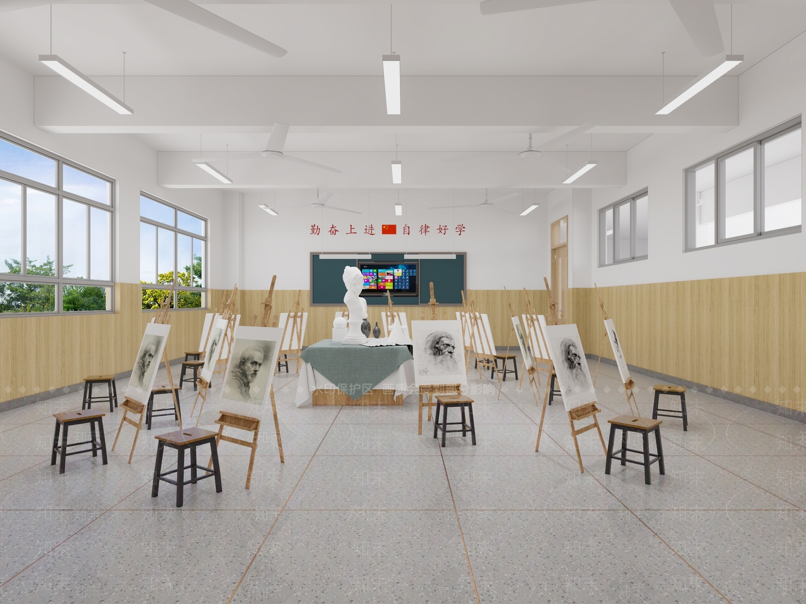 现代学校美术教室3D模型下载【ID:1119081497】