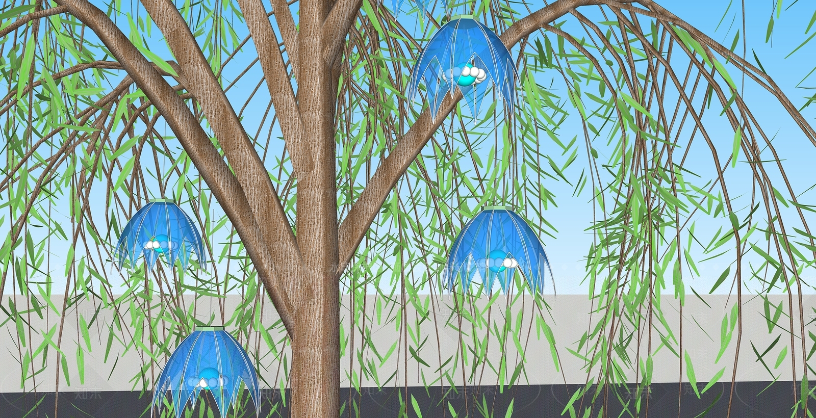 现代景观灯小品花台SU模型下载【ID:1119086696】