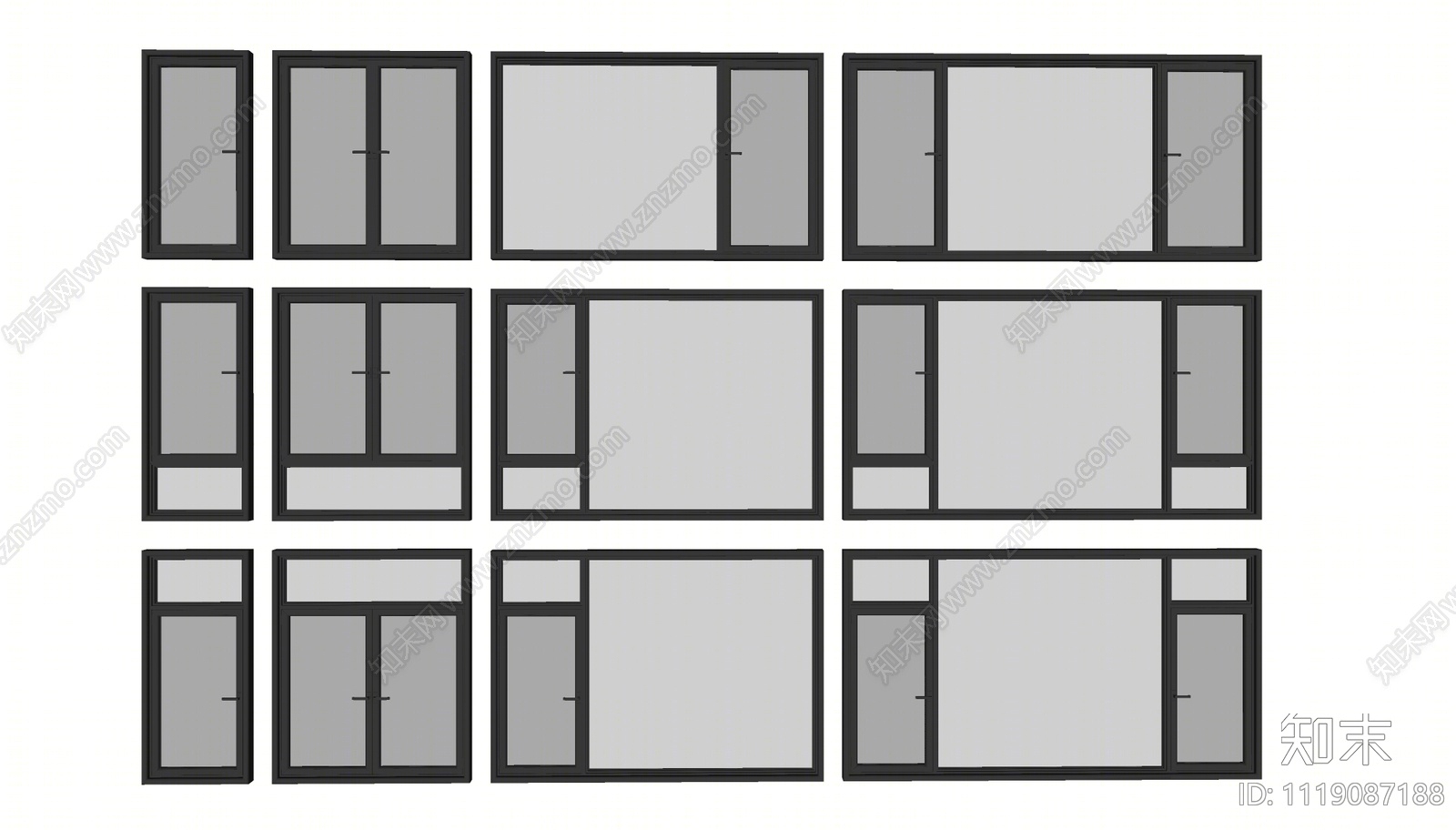 现代窗户SU模型下载【ID:1119087188】