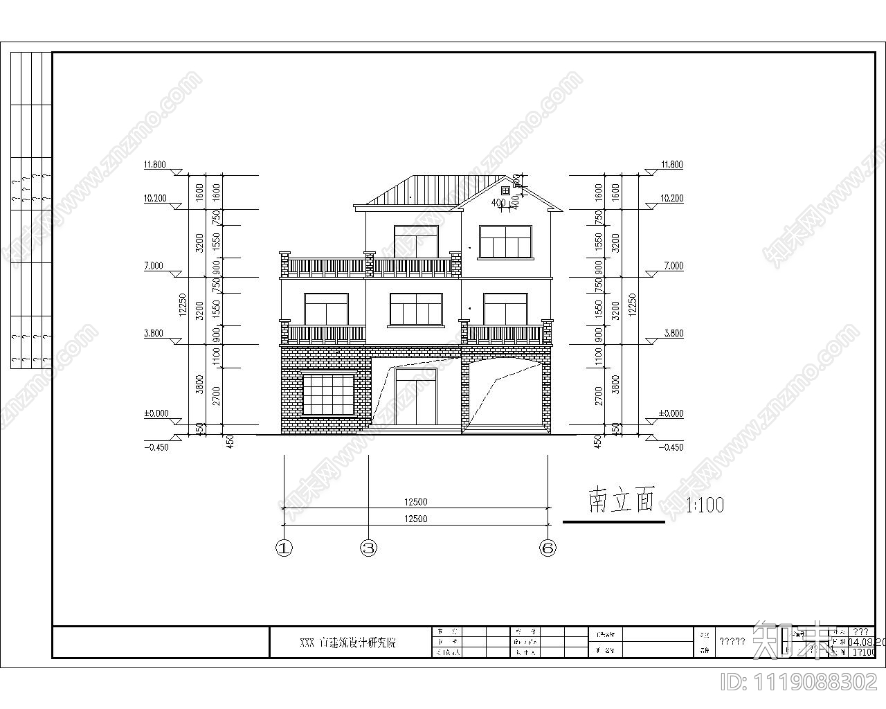 三层自建小洋房别墅建筑设计施工图施工图下载【ID:1119088302】_知末案例馆