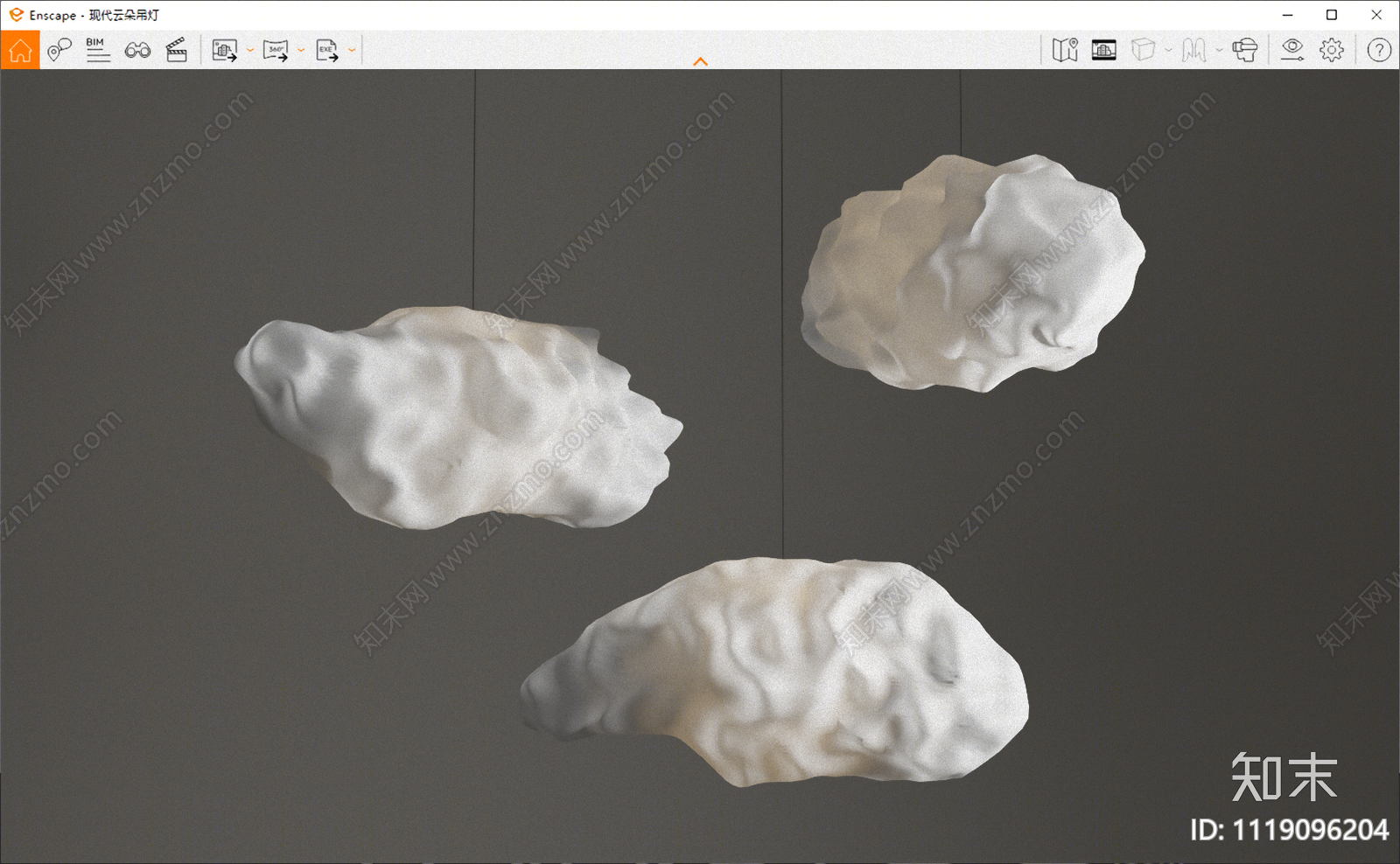 现代云朵吊灯SU模型下载【ID:1119096204】