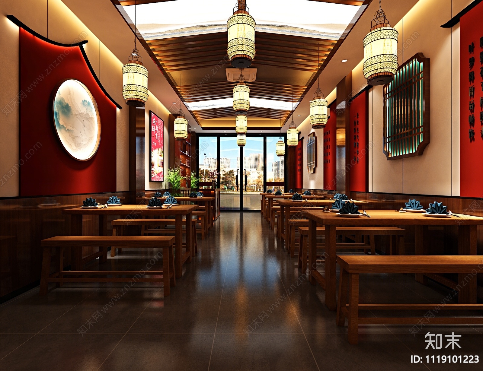 新中式饭店3D模型下载【ID:1119101223】