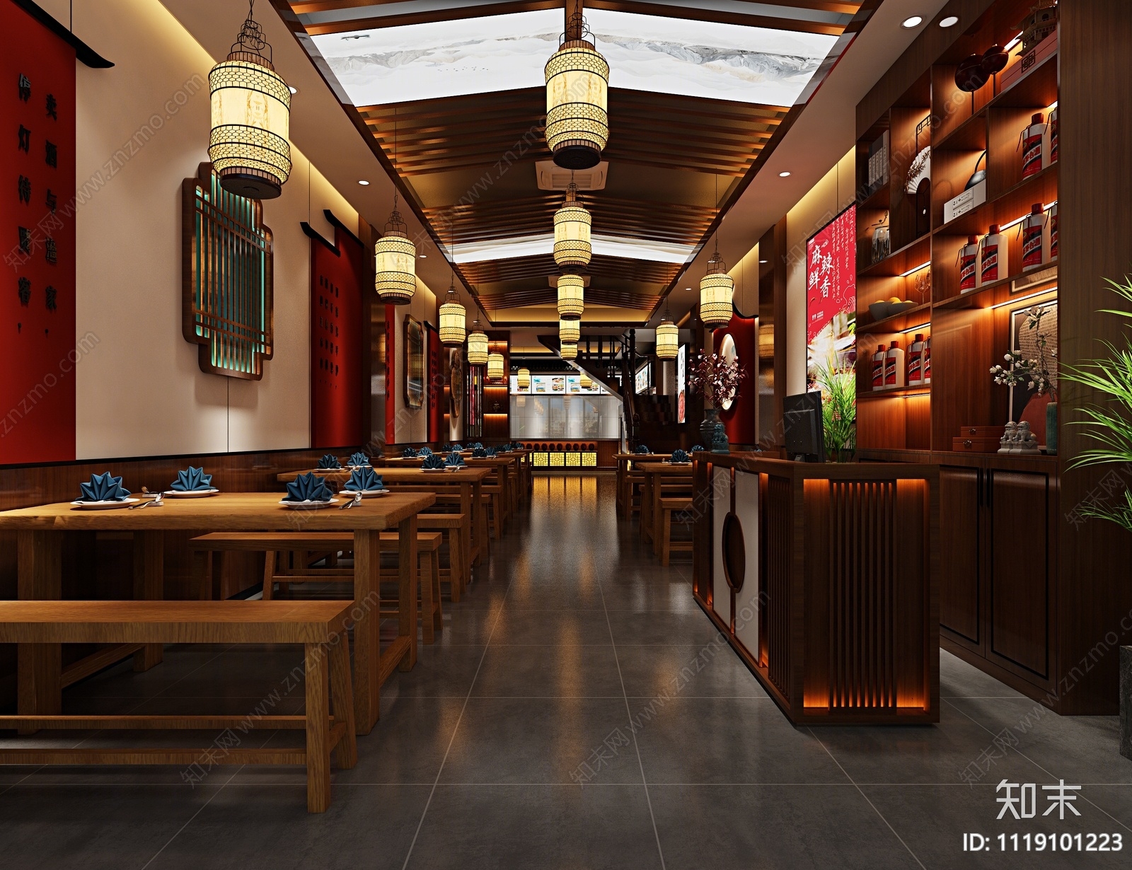 新中式饭店3D模型下载【ID:1119101223】