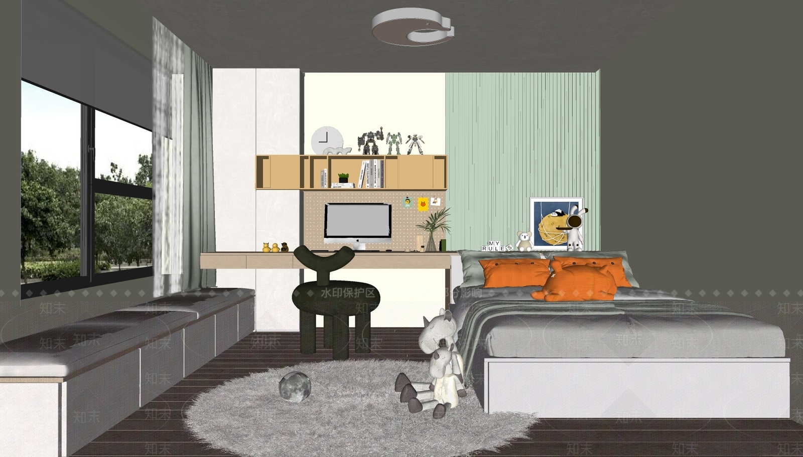 现代儿童卧室SU模型下载【ID:1119101348】
