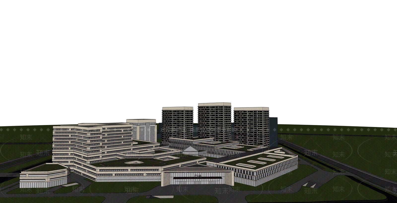 现代医疗建筑SU模型下载【ID:1119104949】