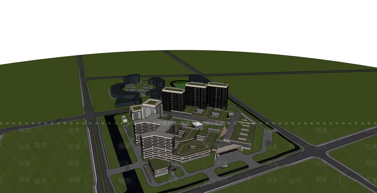 现代医疗建筑SU模型下载【ID:1119104949】