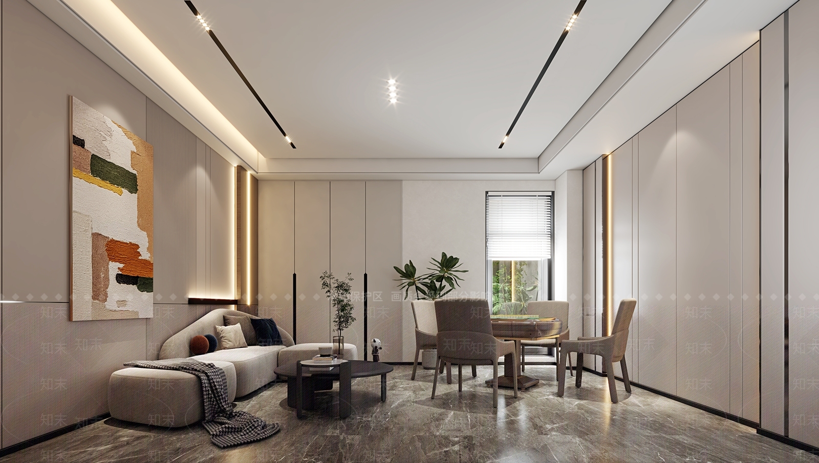 现代简约麻将房3D模型下载【ID:1119105191】