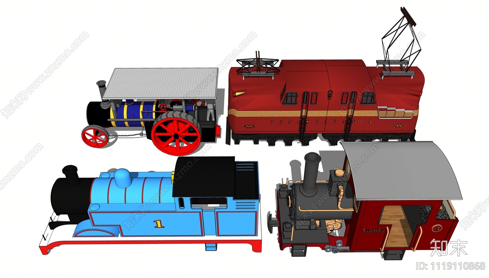复古小火车SU模型下载【ID:1119110868】