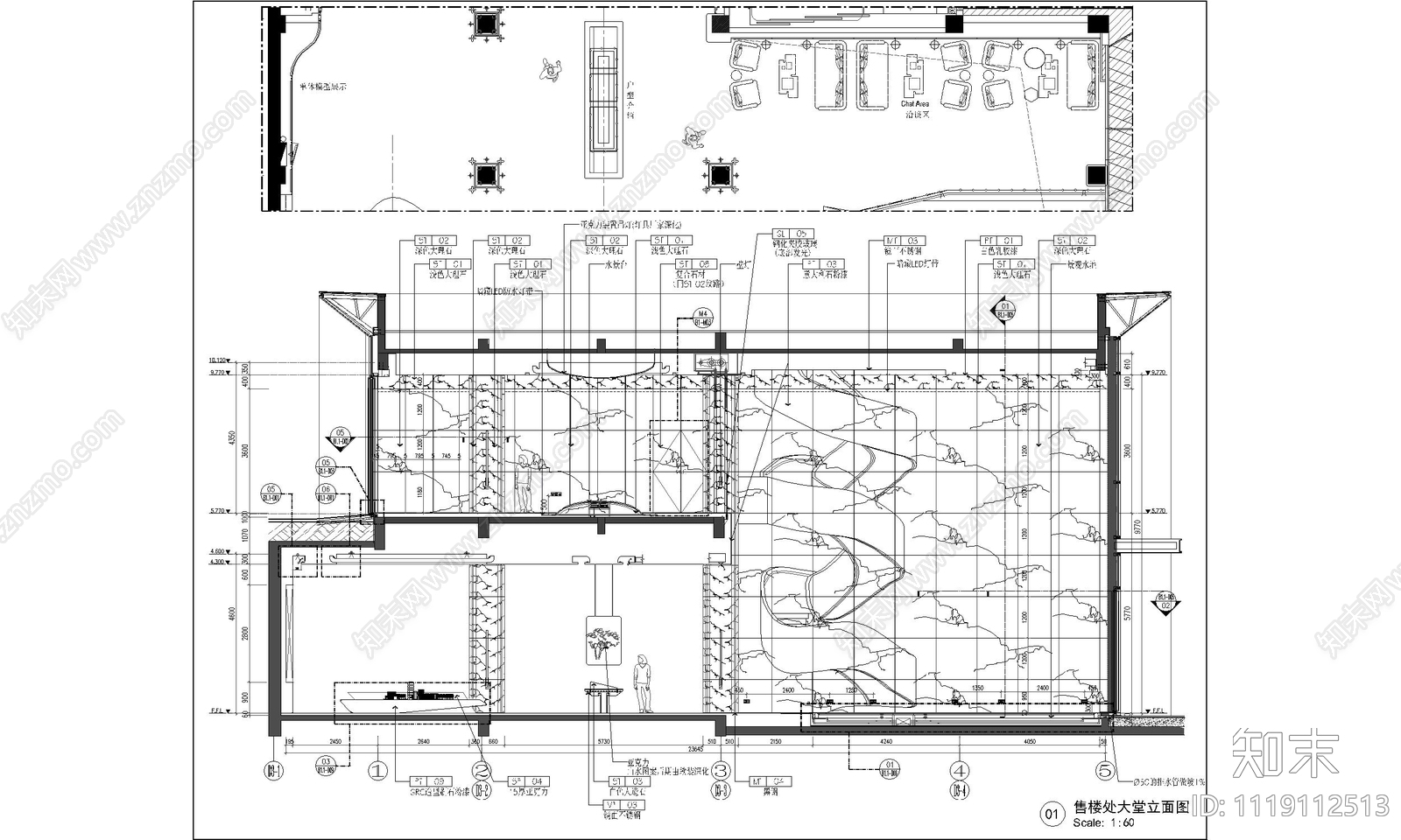 金融城售楼处会所施工图效果图及物料表cad施工图下载【ID:1119112513】