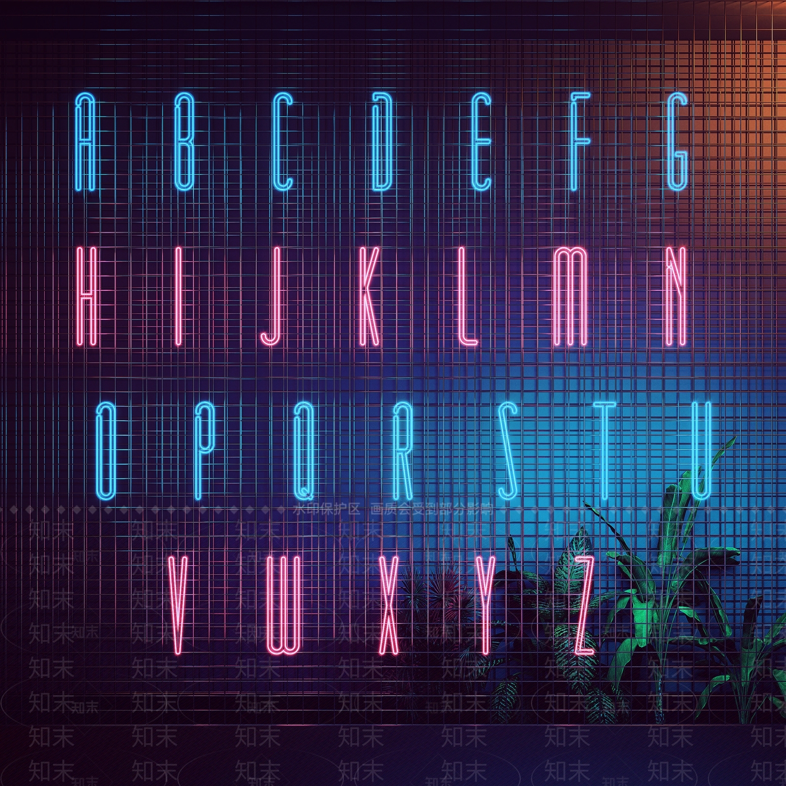 现代英文字母霓虹灯3D模型下载【ID:1119113189】
