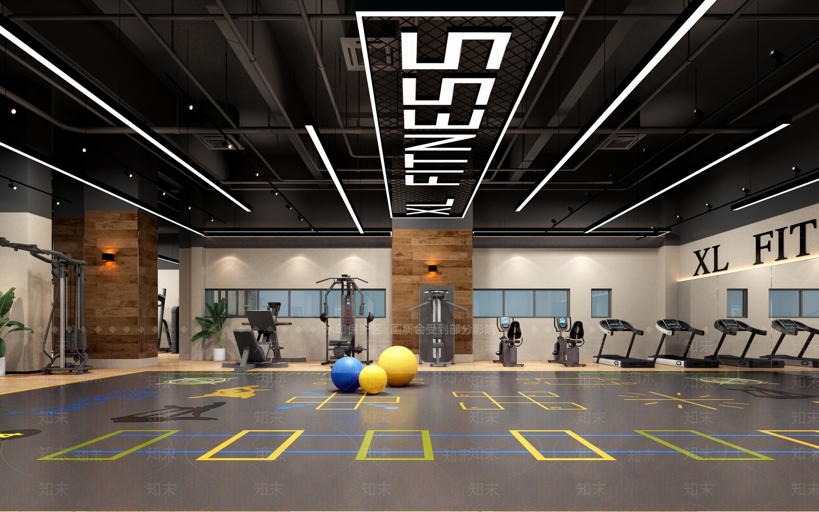 工业风健身房3D模型下载【ID:1119117682】