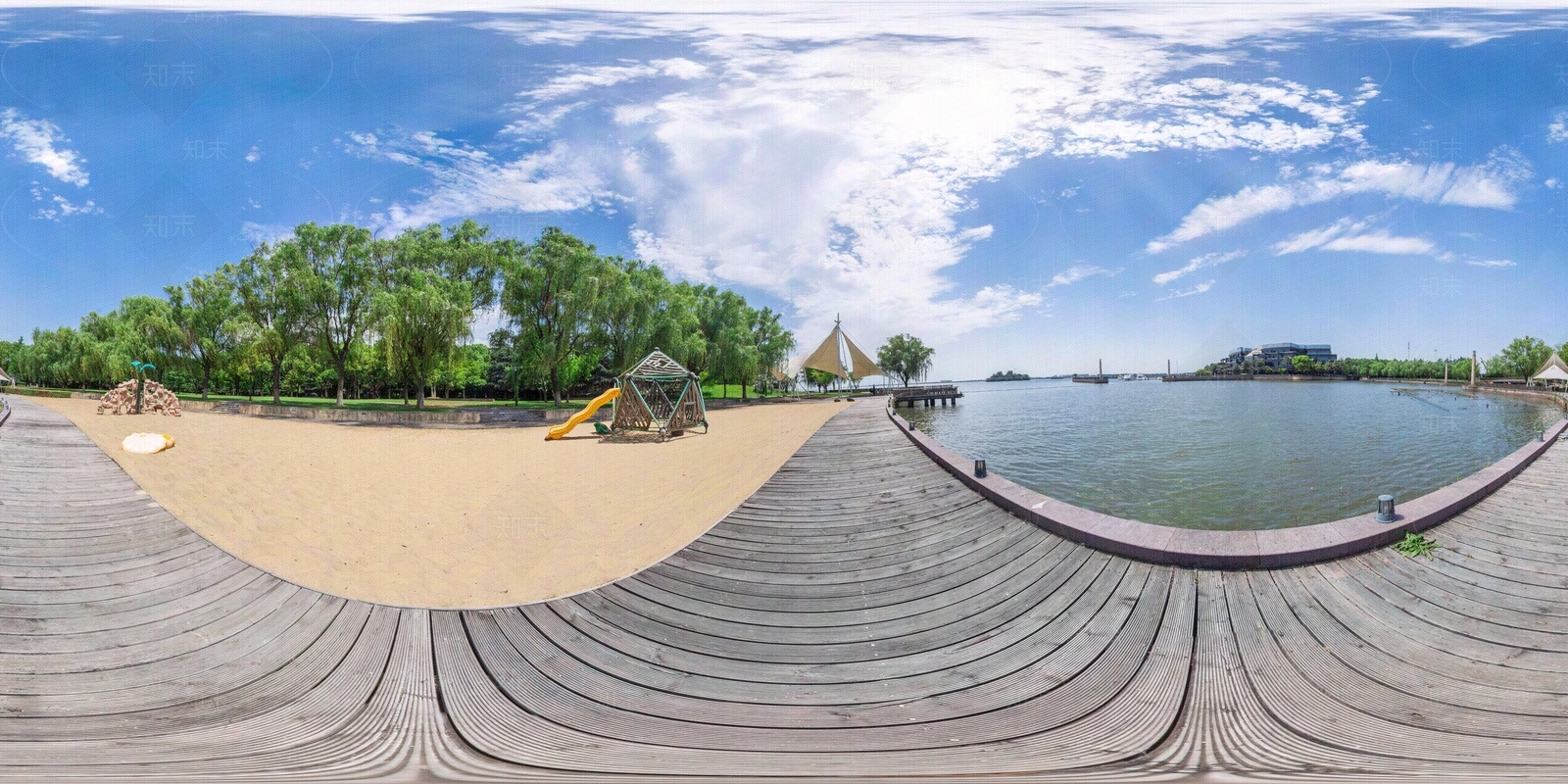 HDR滨湖驳岸蓝天贴图下载【ID:1119122482】