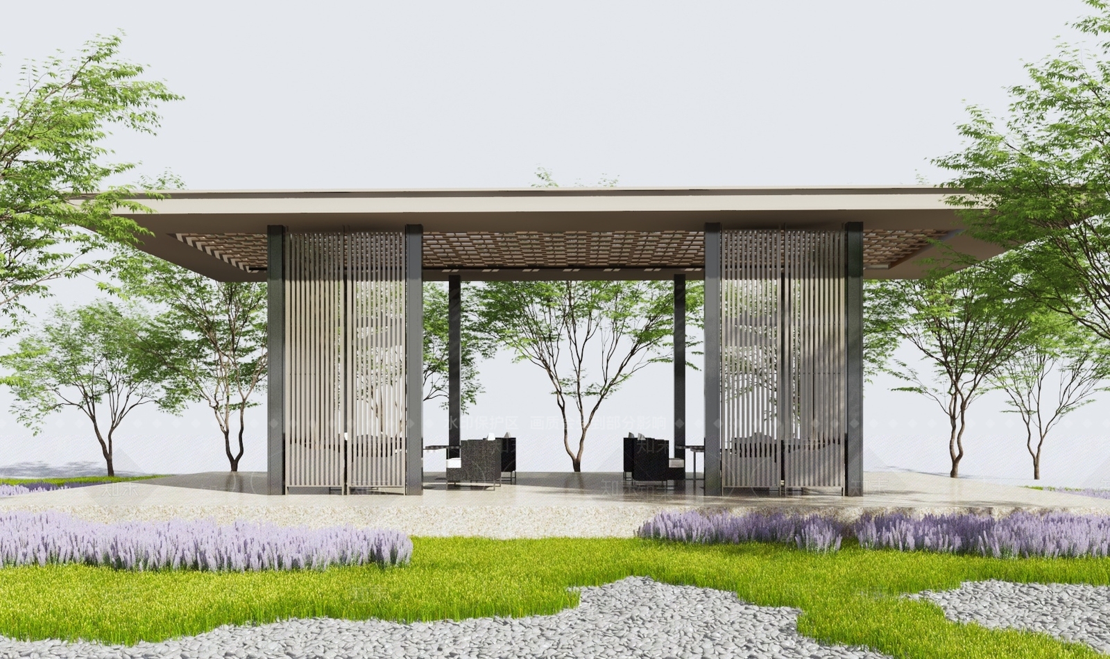 新中式廊架3D模型下载【ID:1119134041】