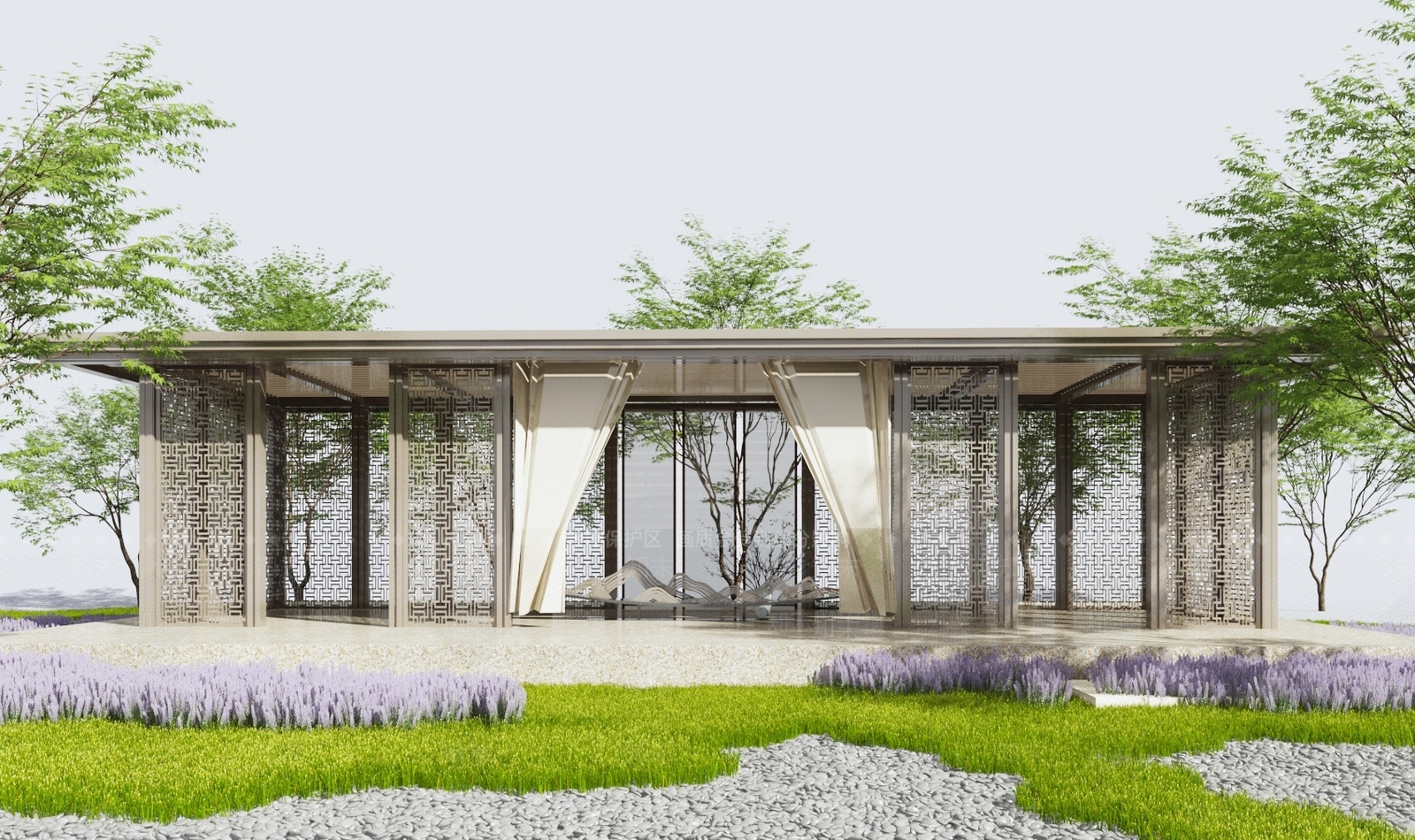 新中式廊架3D模型下载【ID:1119135525】