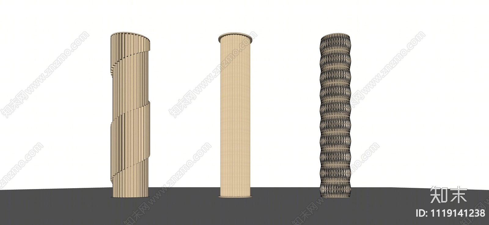 现代景观柱子SU模型下载【ID:1119141238】