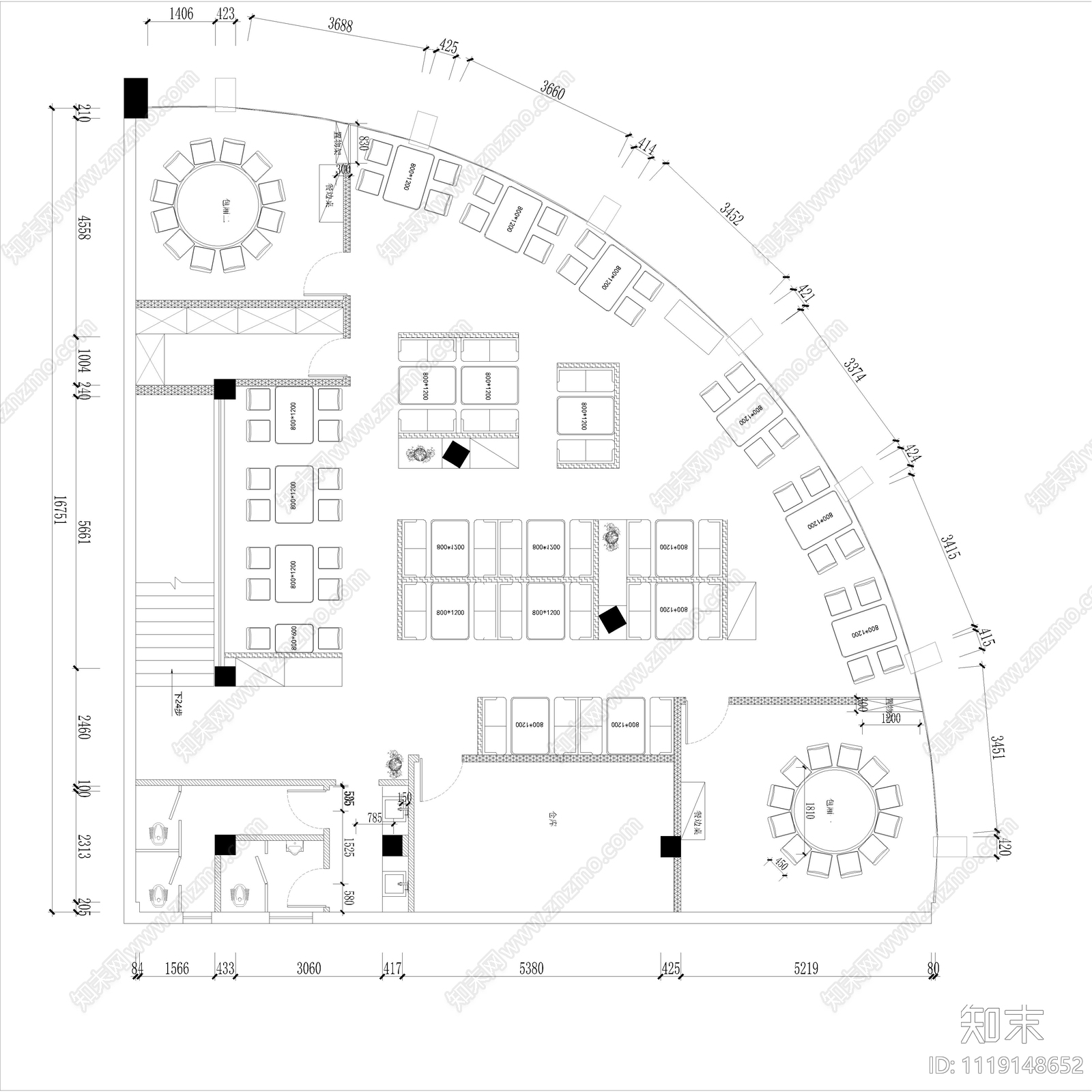 快餐店设计平面图施工图施工图下载【ID:1119148652】