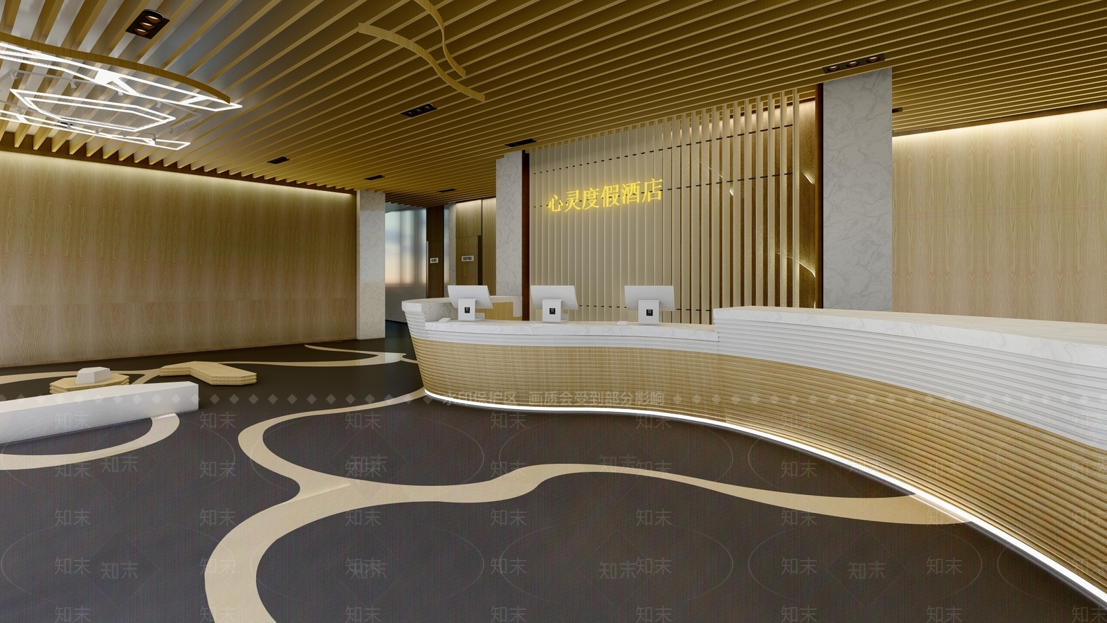 现代酒店大堂SU模型下载【ID:1119455252】