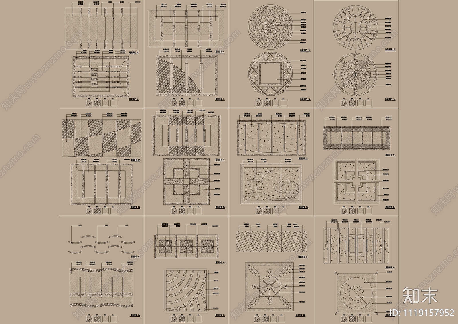 350款地面拼花图案CAD模块合集施工图下载【ID:1119157952】