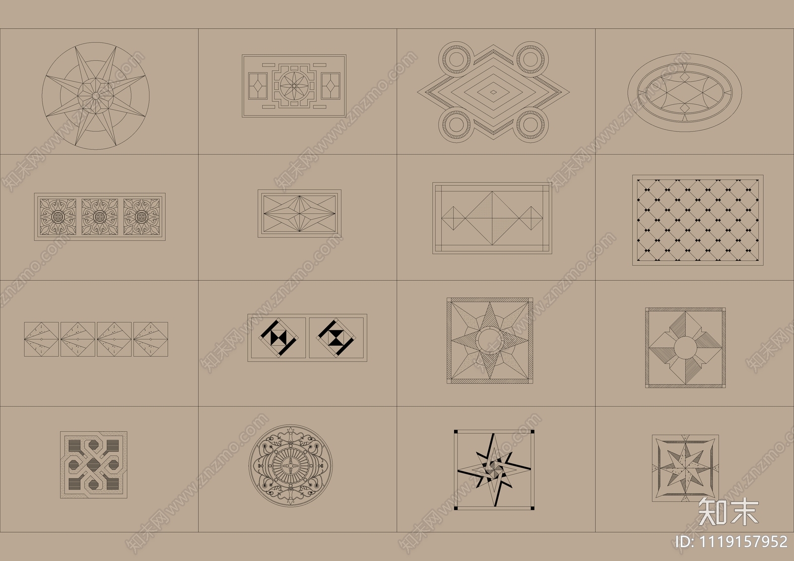 350款地面拼花图案CAD模块合集施工图下载【ID:1119157952】