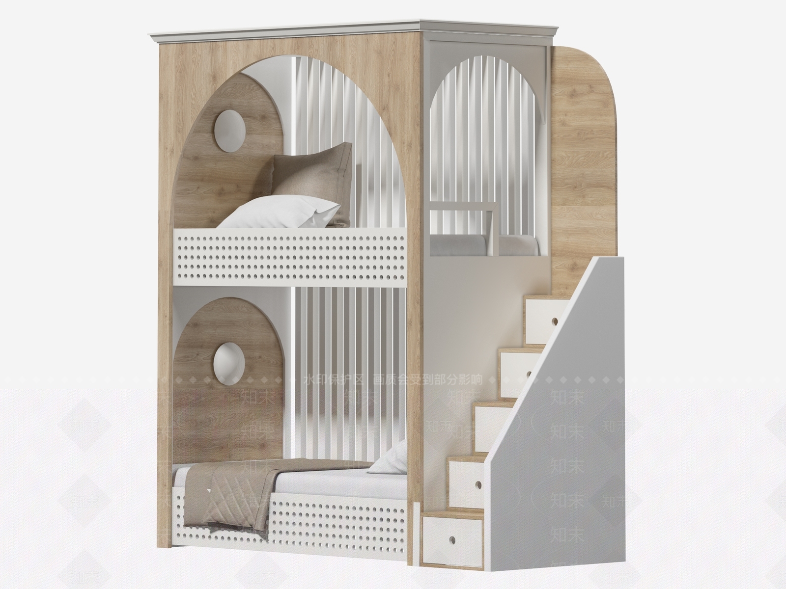 现代儿童高低床3D模型下载【ID:1119163901】