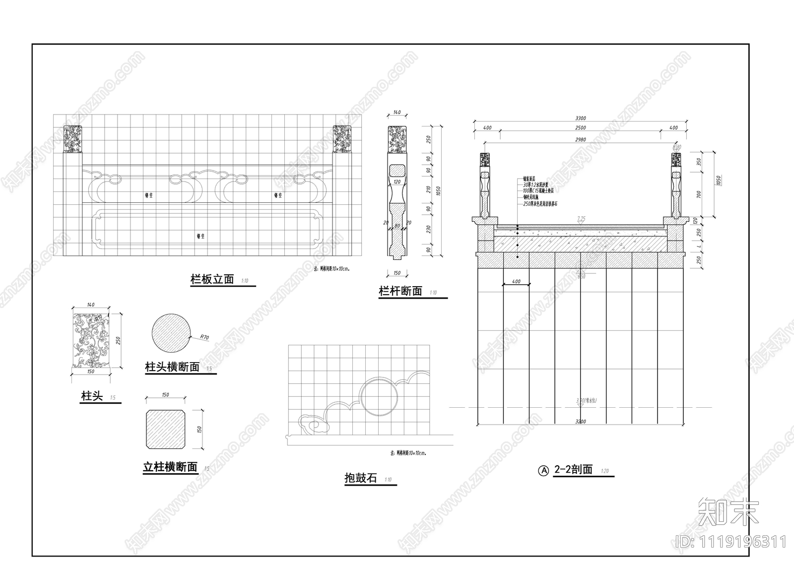 石拱桥景观节点详图施工图cad施工图下载【ID:1119196311】