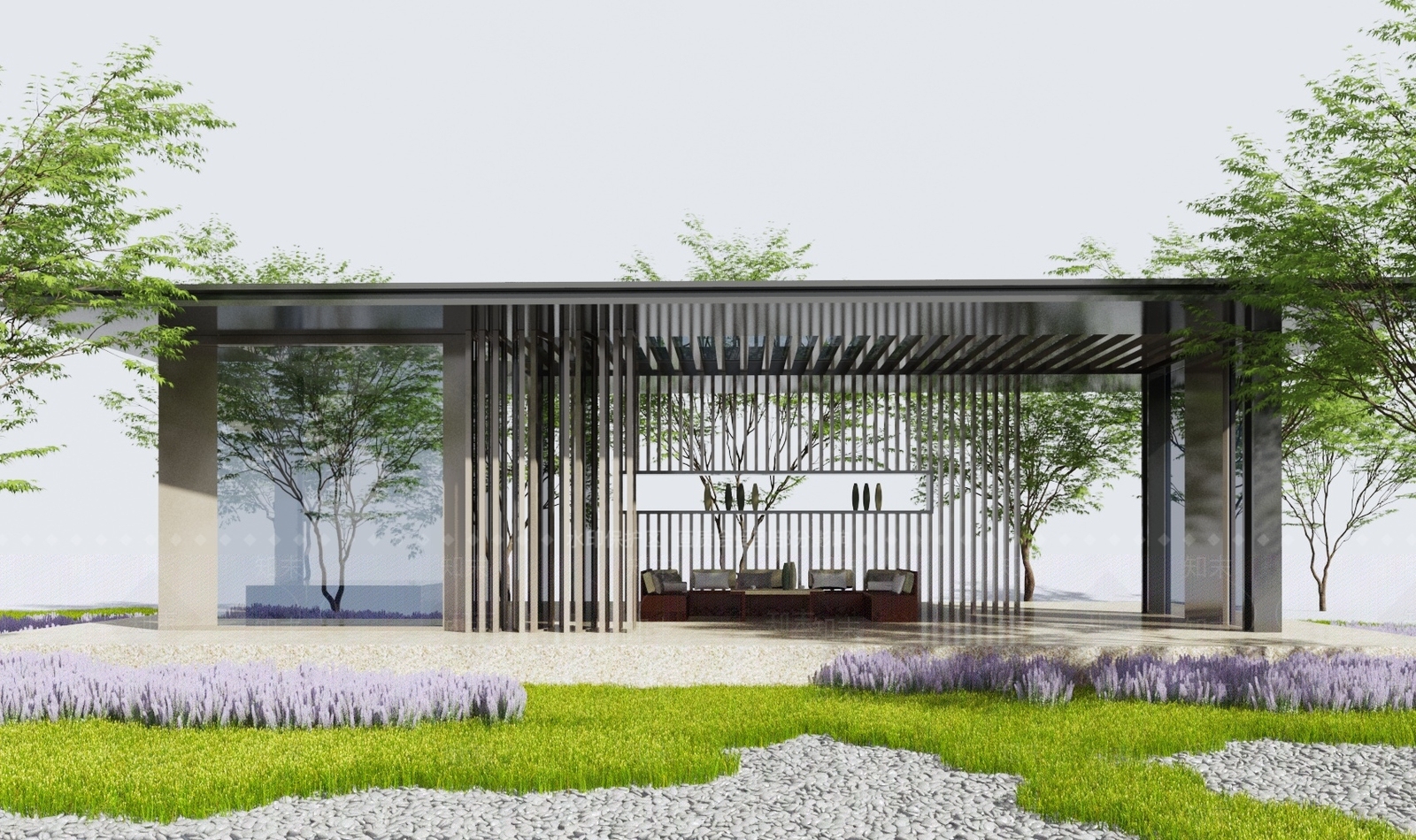 新中式廊架3D模型下载【ID:1119198517】