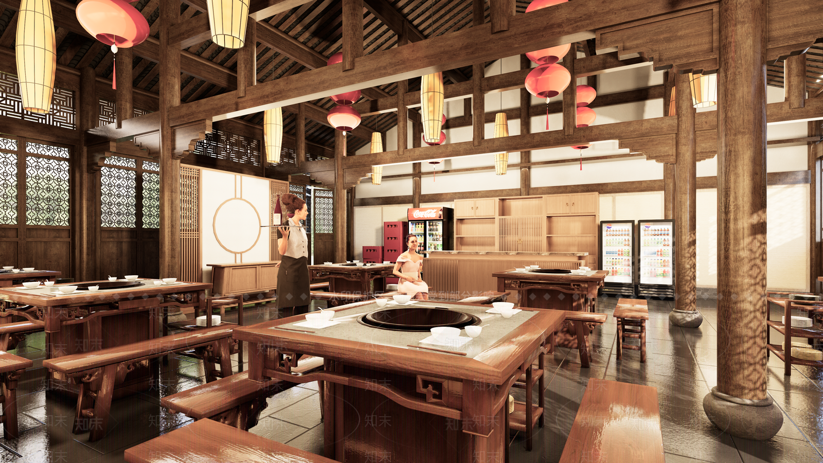新中式火锅店SU模型下载【ID:1119197534】