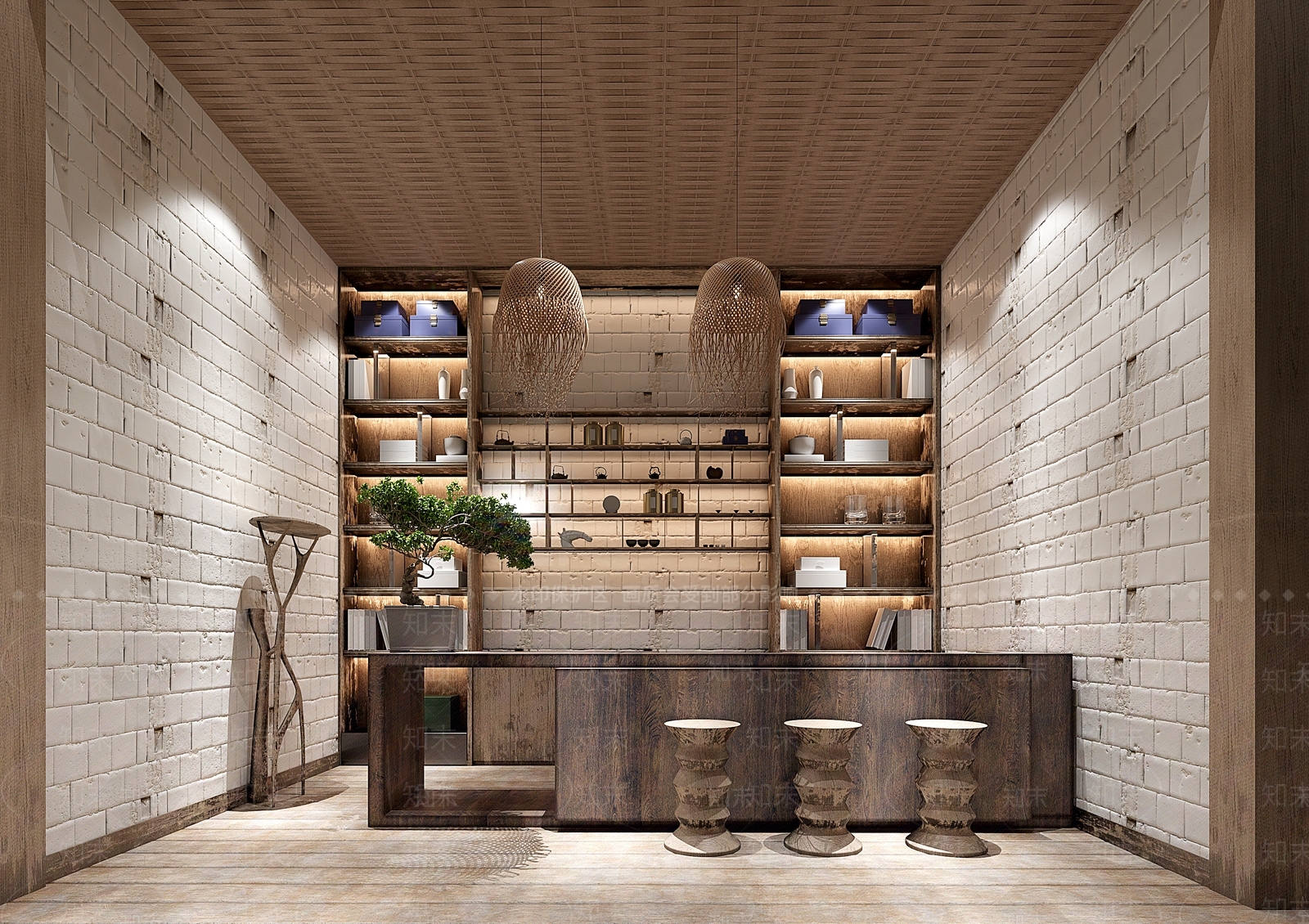 侘寂民宿吧台3D模型下载【ID:1119201277】