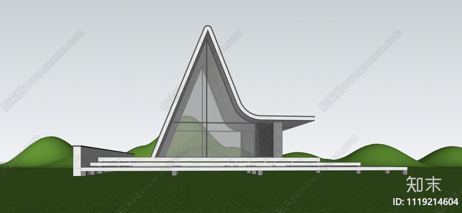 现代教堂建筑SU模型下载【ID:1119214604】