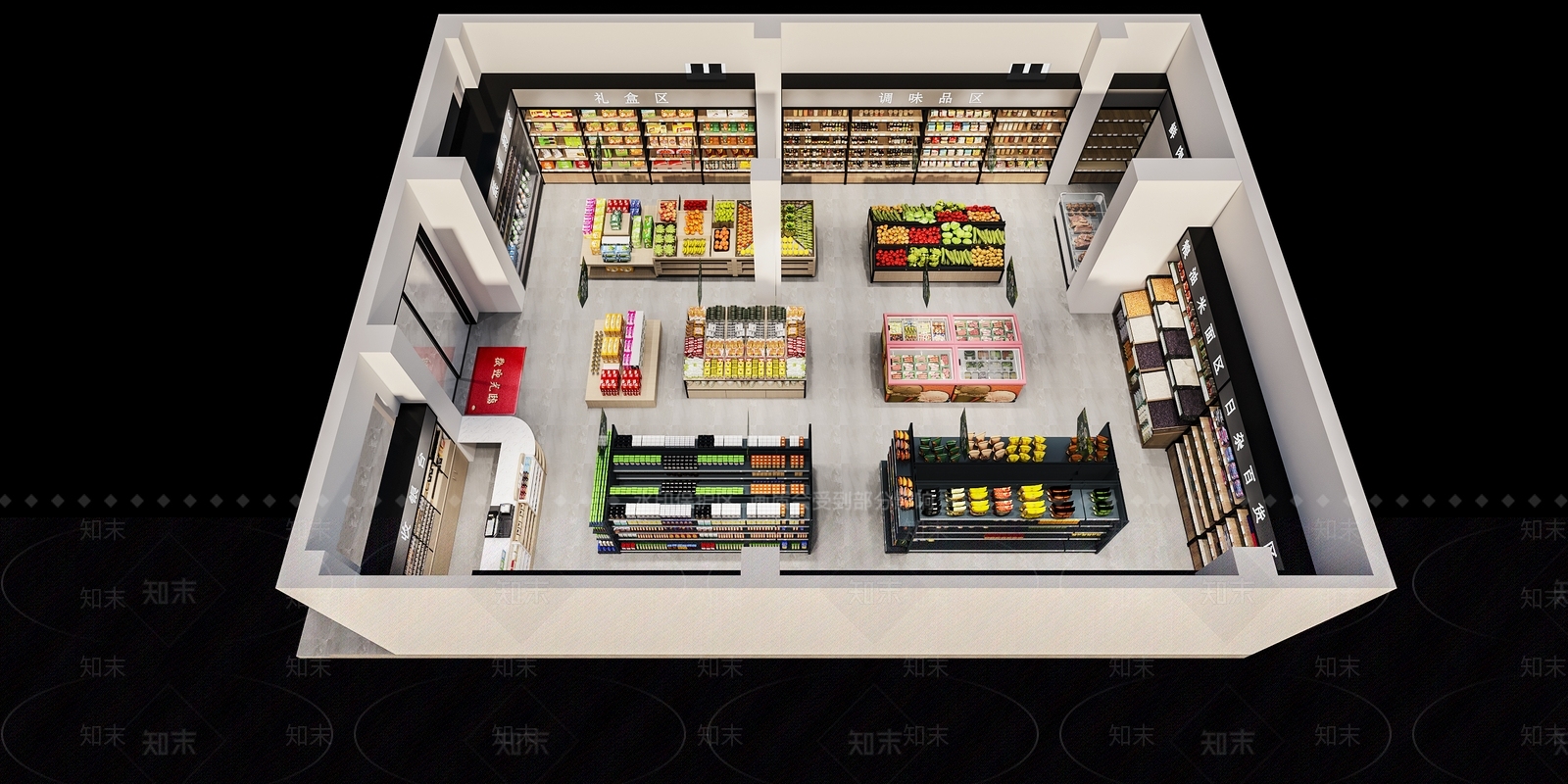 工业风生鲜超市3D模型下载【ID:1119217466】
