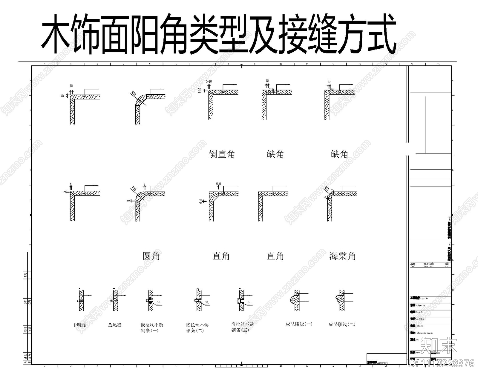 标准整理库整理石材软硬包木饰面平面图块施工图下载【ID:1119228376】