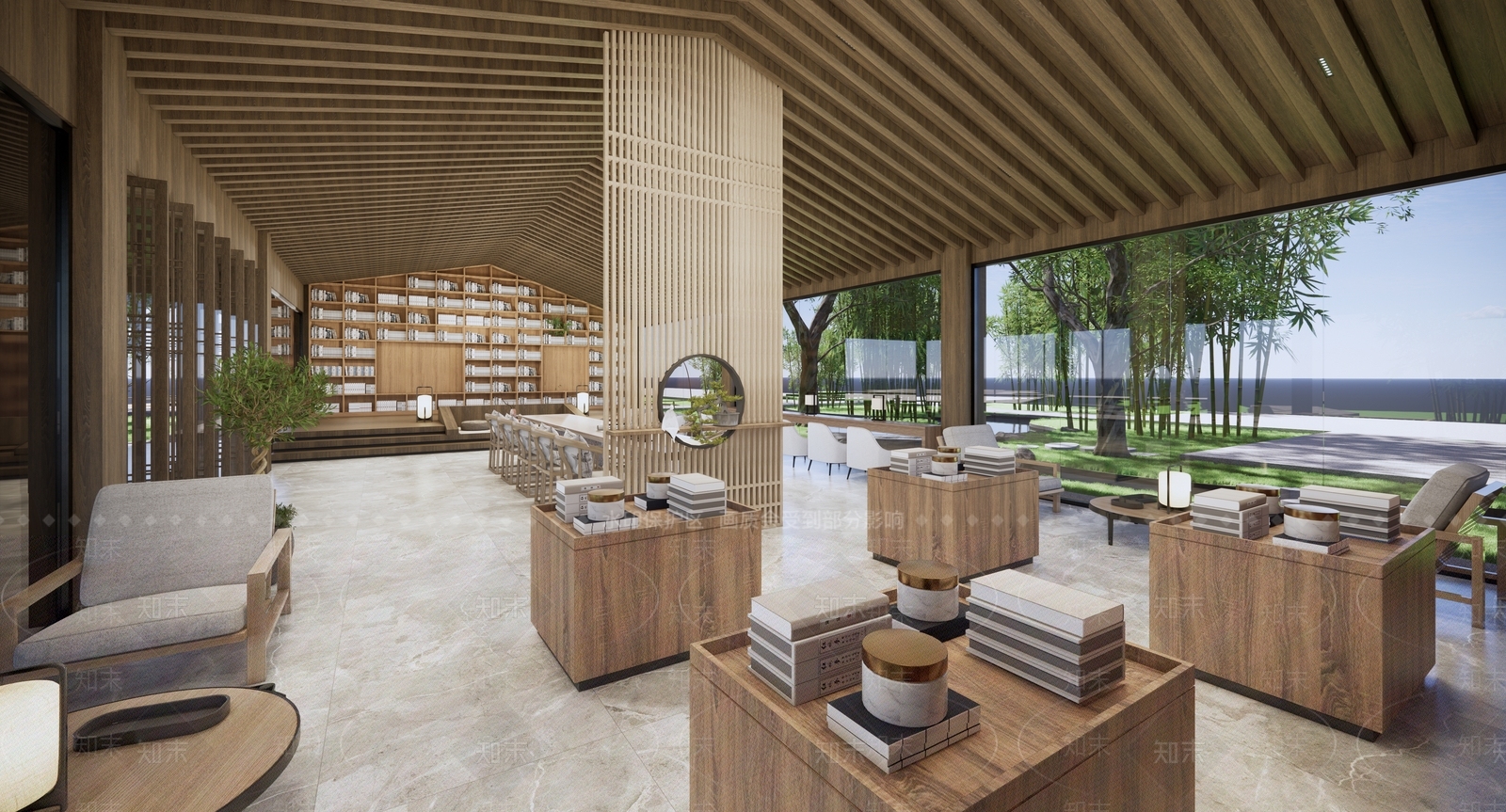 新中式书店SU模型下载【ID:1119230682】